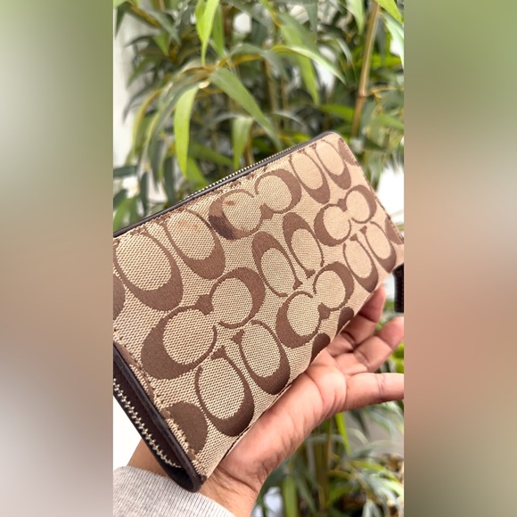 COACH Brown Signature Zipper Wallet - Picture 7 of 7